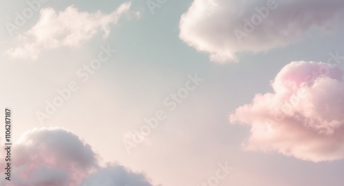 A Dreamy Pastel Sky with Fluffy Clouds and Glimmering Stars.