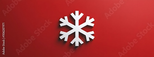 A flat vector app icon of a white snowflake on a red background, with a simple and minimalistic design