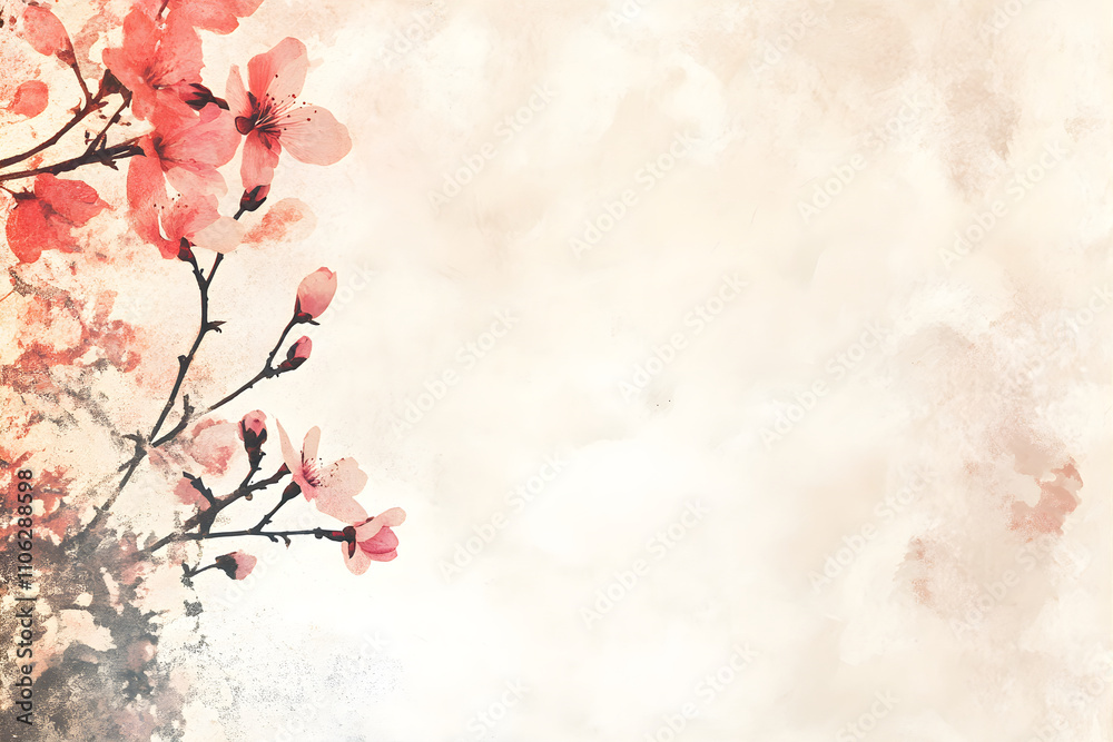 Frame of flowers on stucco beige background. Background with copy space. Frame of flowers on stucco beige background. Background with copy space.