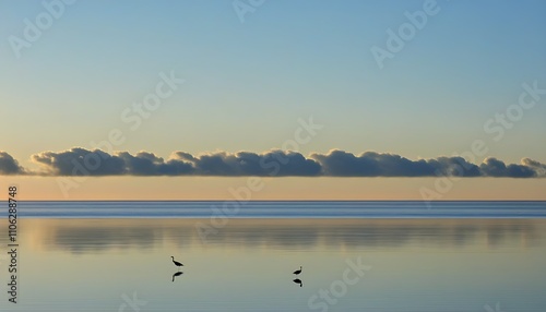 Wallpaper Mural Sunset silhouette of a bird on a serene coast Torontodigital.ca