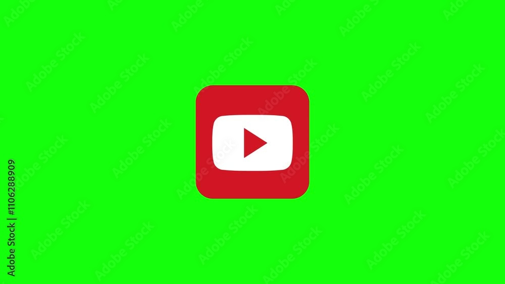 Youtube social media icon: Youtube vibrant style reveal animation on transparent background.