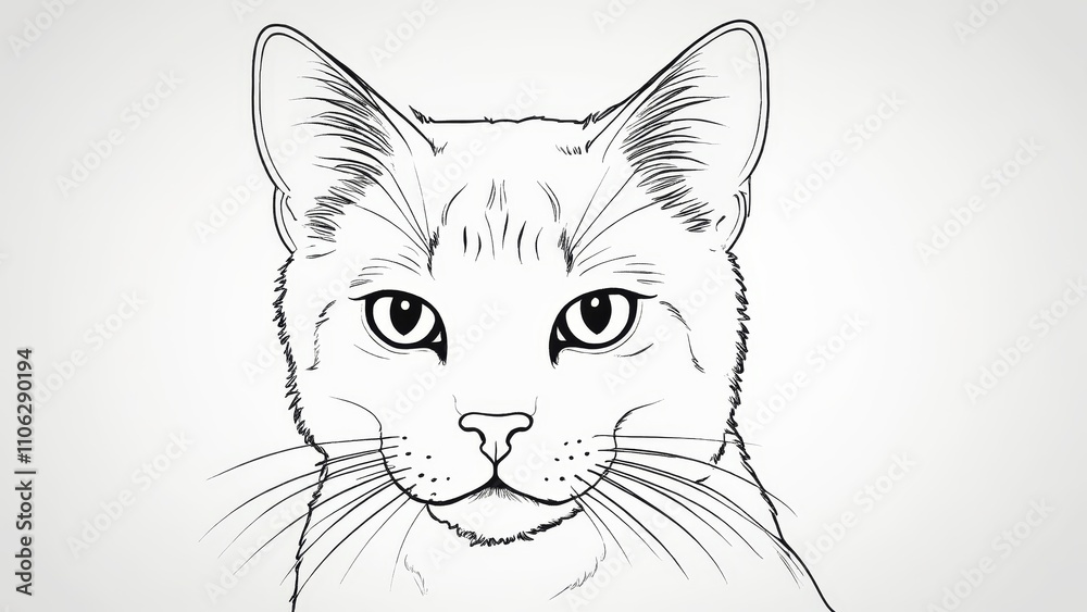 Obraz premium Charming white cat gazes thoughtfully with bright eyes against a subtle grey backdrop