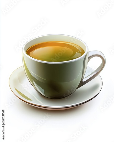 Wallpaper Mural Elegant green tea in a stylish cup, surrounded by a serene white background. Torontodigital.ca