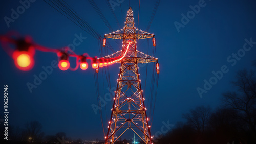 Happy electric pylon with copy space photo