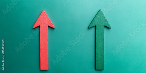 Ai generates insights on growth trends green vs. Red arrows in business digital analysis abstract viewpoint technology