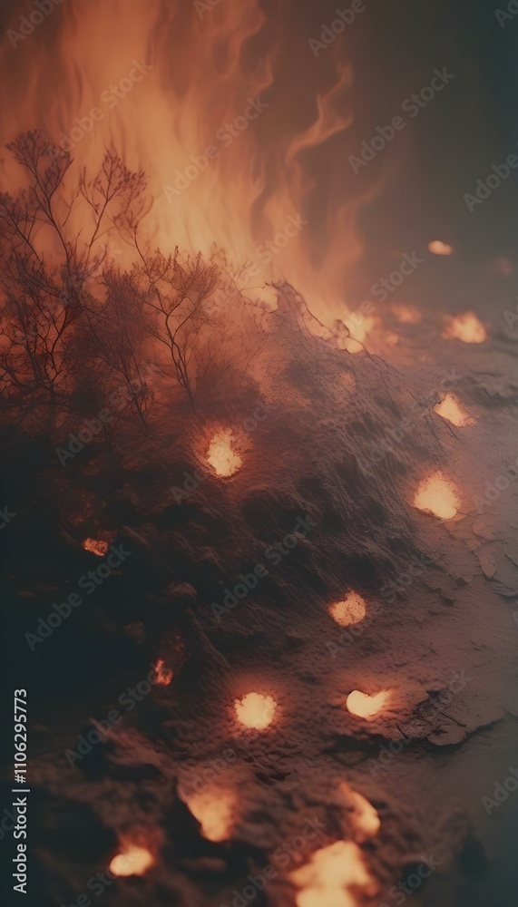 a dark surface with fiery burn effects, incorporating glowing embers scattered around create with ai a dark surface with fiery burn effects, incorporating glowing embers scattered around create with ai
