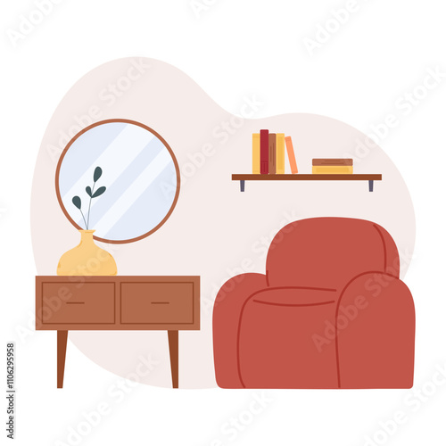 Modern armchair with commode for interior design