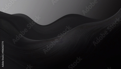 Tapeta czarna, ciemne abstrakcyjne tło do projektu,  czarny wzór w fale i linie © anettastar