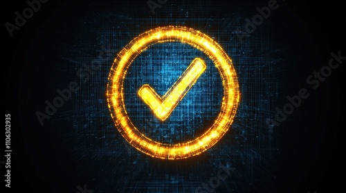 Assuring customer warranty through digital verification check technology graphic design modern abstract concept