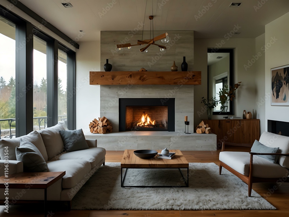 custom made wallpaper toronto digitalLiving room with a cozy fireplace.