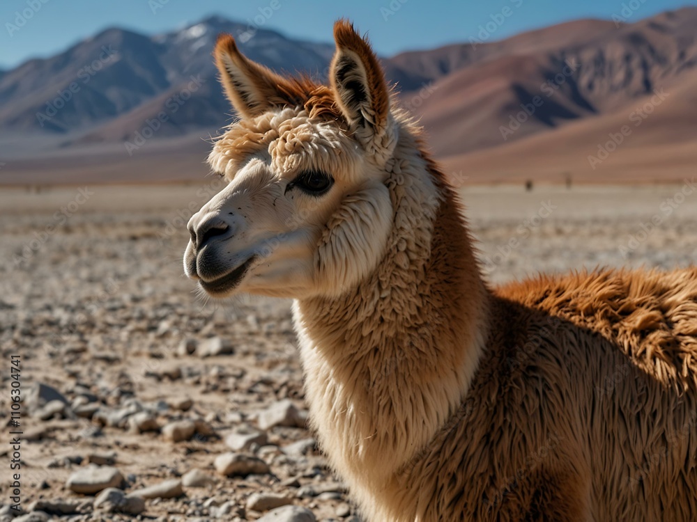 Obraz premium Llama in Salinas Grandes, Argentina.