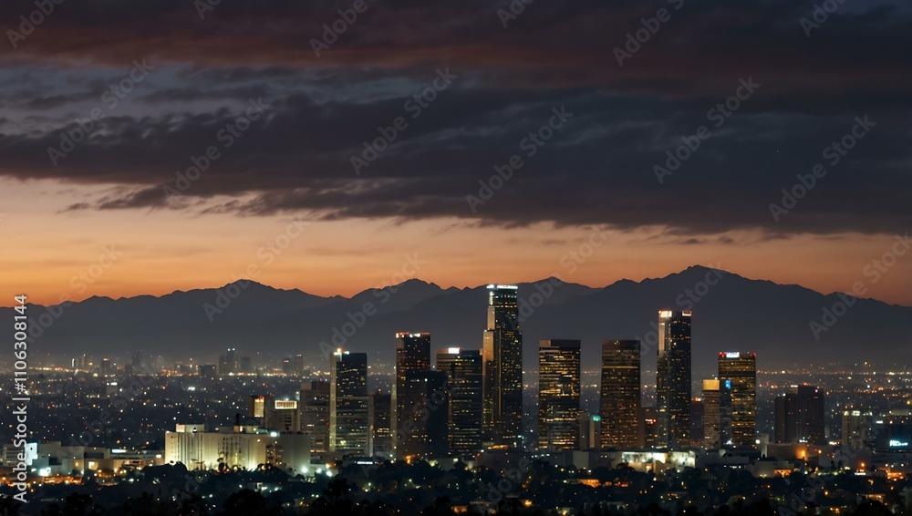 Fototapeta premium Los Angeles skyline at dusk.