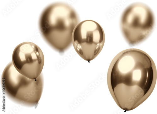Gold Balloons Clipart in the air Photo Overlay