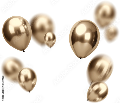 Gold Balloons Clipart in the air Photo Overlay