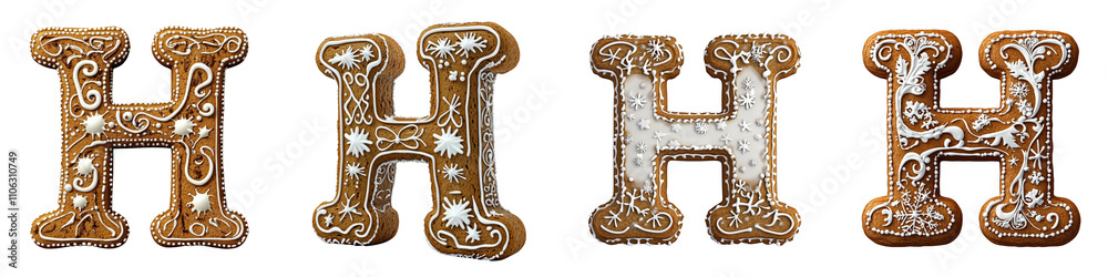 Alphabet H, made with gingerbread cookie, Logo design, letter, isolated on a transparent background Alphabet H, made with gingerbread cookie, Logo design, letter, isolated on a transparent background