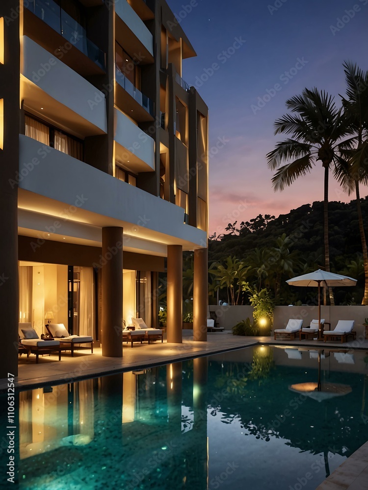 Fototapeta premium Luxurious hotel escape in a prime location.