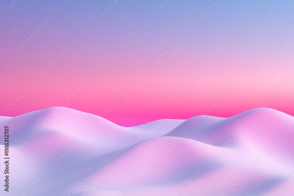 Serene pink and purple dunes under a tranquil sky at sunset