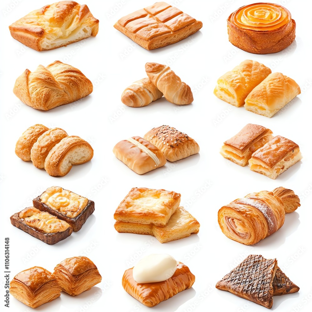 A collection of delicious pastries showcasing various shapes, textures, and fillings. Perfect for showcasing bakery delights, breakfast options, or dessert spreads. A collection of delicious pastries showcasing various shapes, textures, and fillings. Perfect for showcasing bakery delights, breakfast options, or dessert spreads.