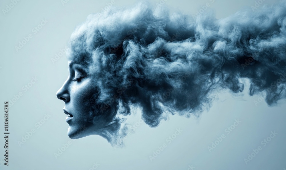Fototapeta premium Woman Transforming into Smoke
