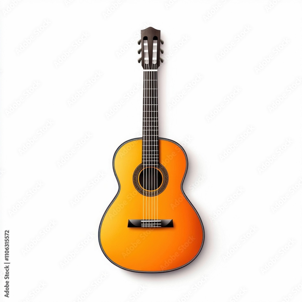 Obraz premium Minimalistic Orange Gradient Guitar Icon with 3D Rendering