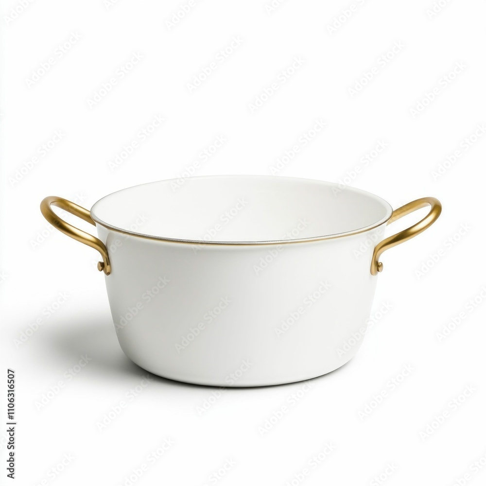 Modern White Porcelain Ceramic Pot with Golden Handle Modern White Porcelain Ceramic Pot with Golden Handle