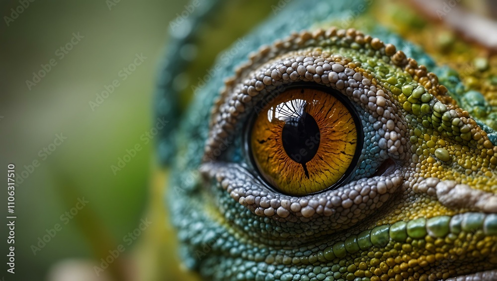 Fototapeta premium Macro shot of a chameleon’s eye.