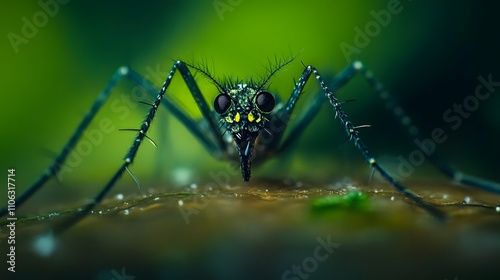Close-up of an adult mosquito resting on the skin of someone's arm