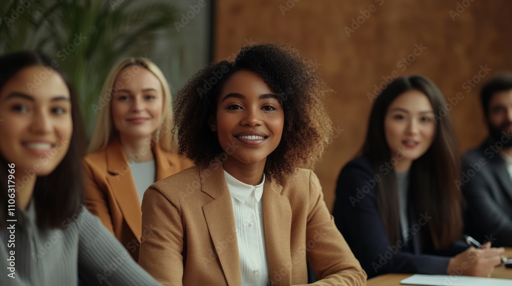 Diverse team presenting a project, confident expressions, high resolution, successful presentation. Diverse team presenting a project, confident expressions, high resolution, successful presentation.