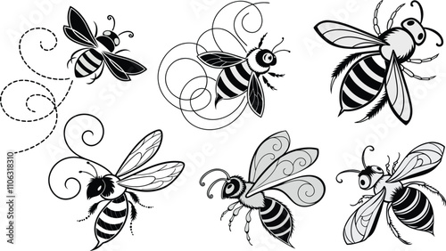 bee line art design, vector art