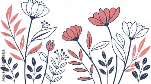floral vector design, illustration, line art