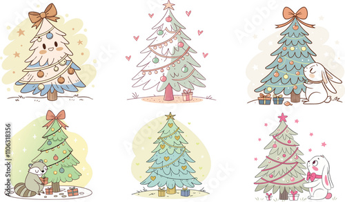 christmas tree decorate , illustration, vector art
