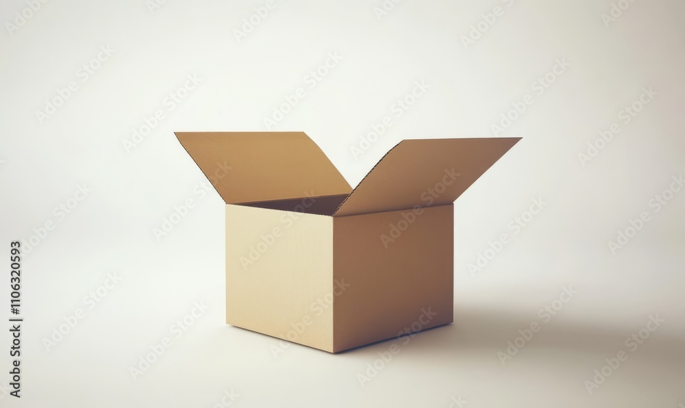 Natural brown cardboard box with clean folds and edges, set against a smooth white background, showcasing the beauty of minimalist packaging Natural brown cardboard box with clean folds and edges, set against a smooth white background, showcasing the beauty of minimalist packaging