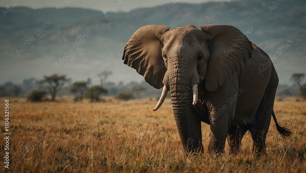 Obraz premium Majestic elephant in its habitat.