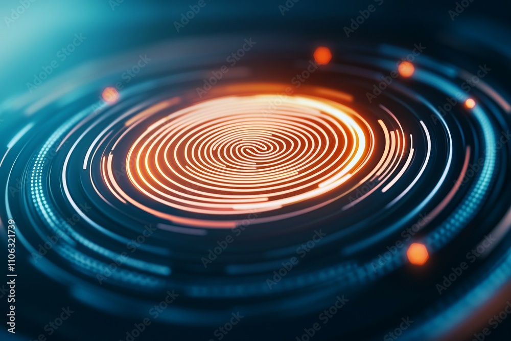 Futuristic glowing spiral with orange and blue light effects Futuristic glowing spiral with orange and blue light effects