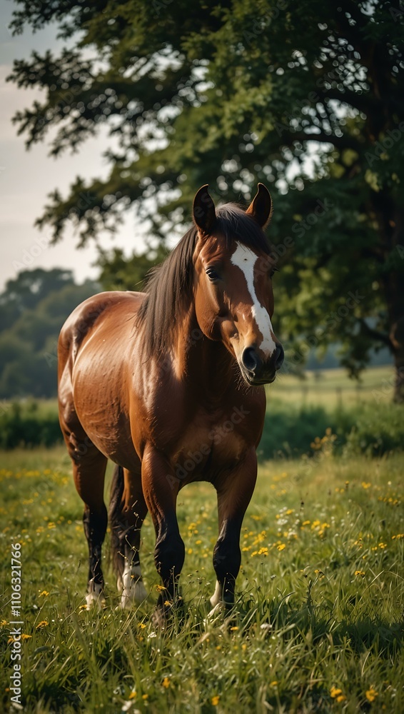 Majestic horse grazing in a field. Majestic horse grazing in a field.