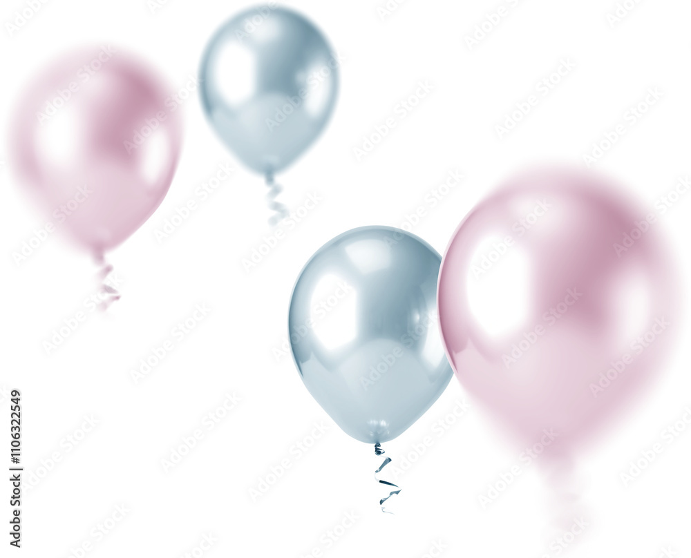 Pink and Mint Balloons Clipart, in the air, Photo Effect Pink and Mint Balloons Clipart, in the air, Photo Effect