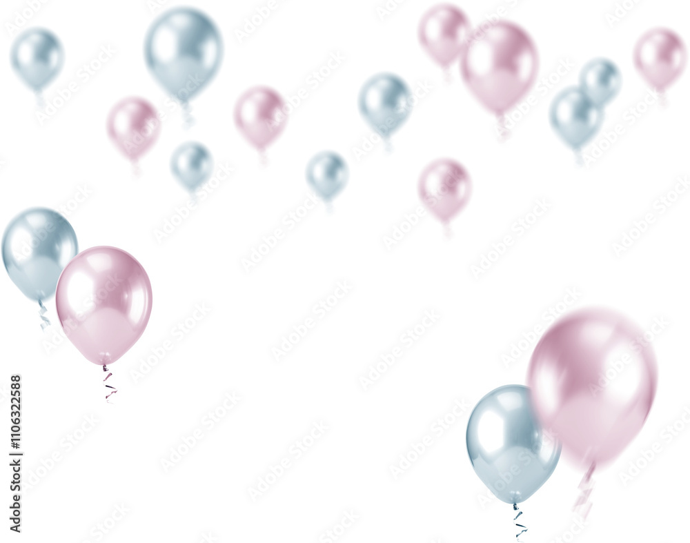 Pink and Mint Balloons Clipart, in the air, Photo Effect Pink and Mint Balloons Clipart, in the air, Photo Effect