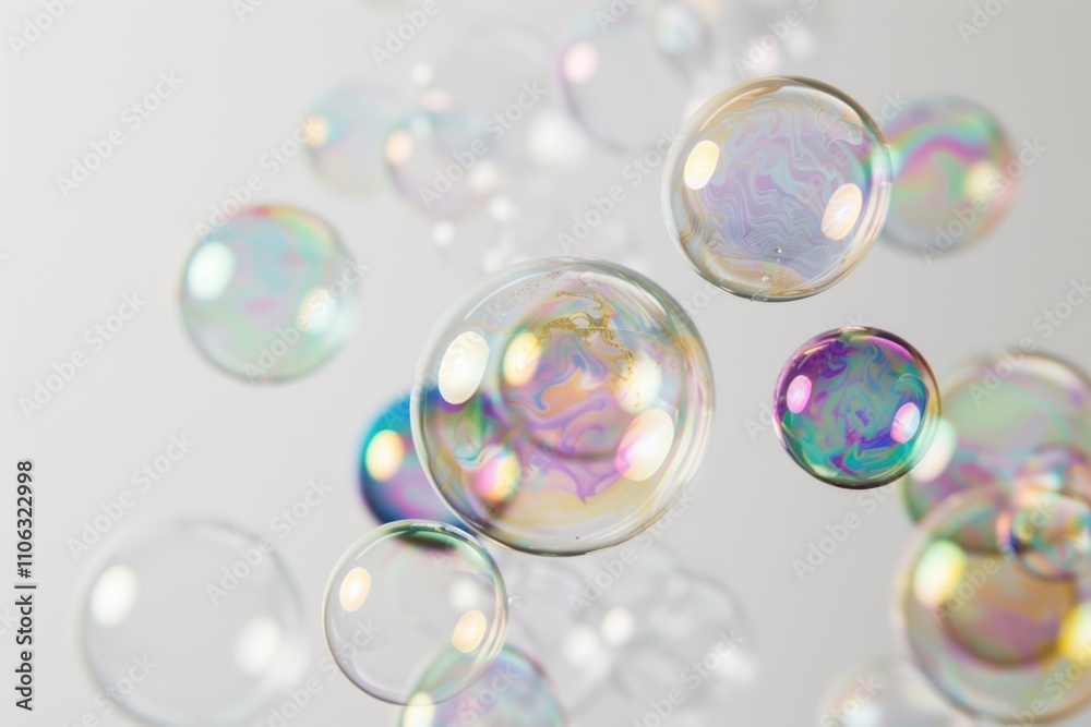A group of colorful bubbles suspended in mid-air A group of colorful bubbles suspended in mid-air