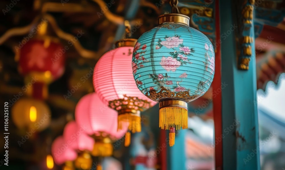 Hanging decorations during the festival season, a traditional Chinese lantern Hanging decorations during the festival season, a traditional Chinese lantern