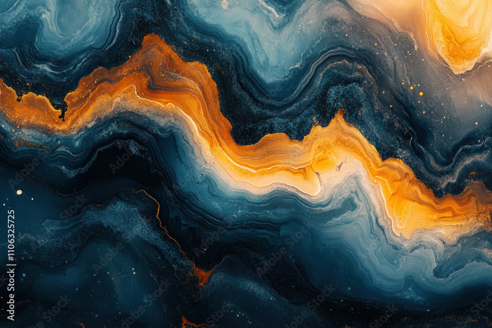 Blue and orange swirl painting with vibrant, dynamic colors capturing the viewer's attention. Blue and orange swirl painting with vibrant, dynamic colors capturing the viewer's attention.
