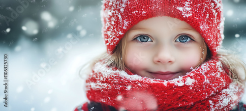 winter portrait girl snow scarf 