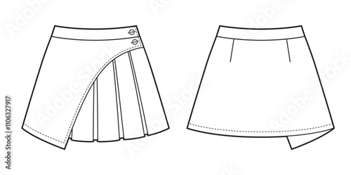 Warp skirt with pleats fashion illustration