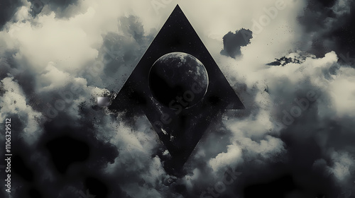 Dive into the abyss of eldritch geometry, where impossible shapes overlap in a dark, haunting atmosphere with a touch of cosmic radiance. Eldritch. Illustration