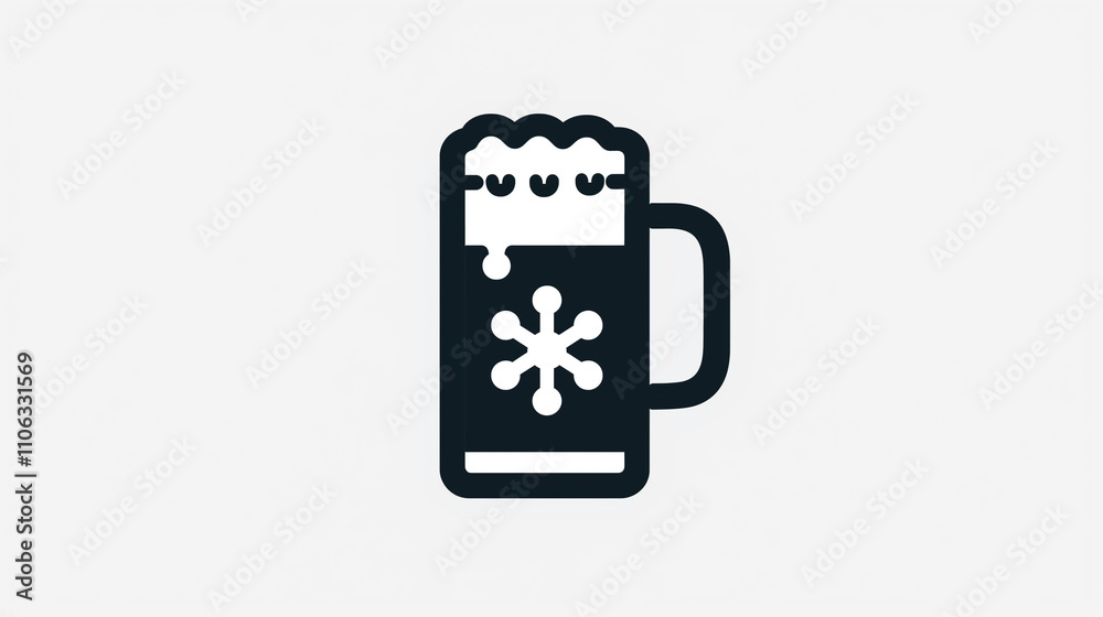 Stylized beer mug icon with a snowflake motif, representing winter-themed beverages.