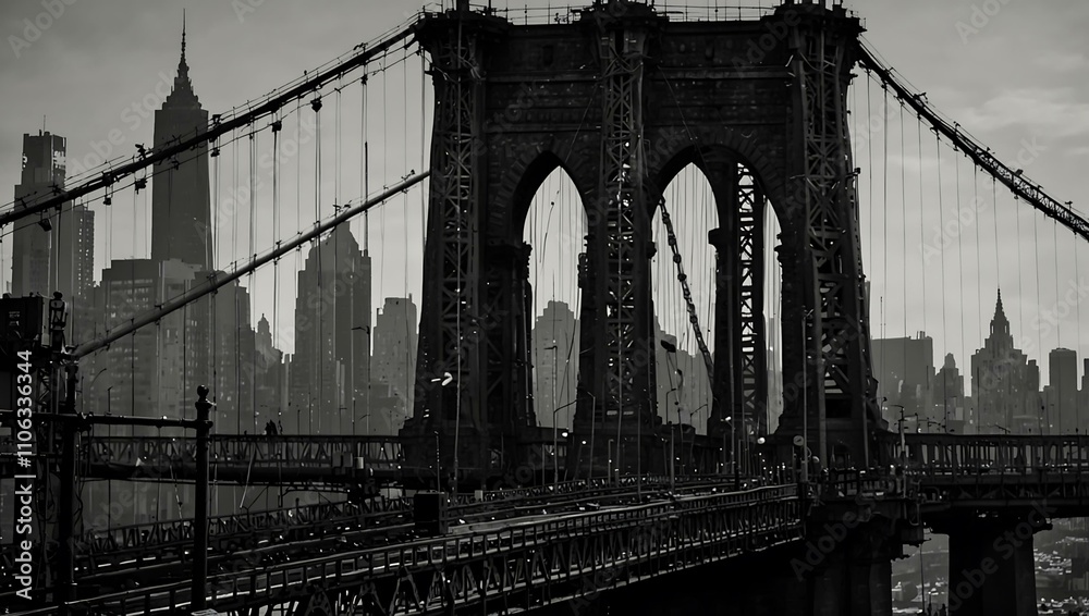 Fototapeta premium Manhattan Bridge against the skyline.