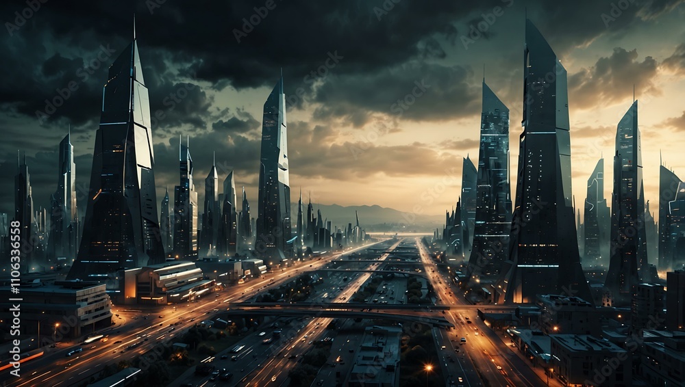 Fototapeta premium Manipulated image of a futuristic city.