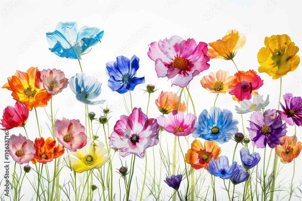 Fototapeta premium A bouquet of flowers growing naturally on the grass
