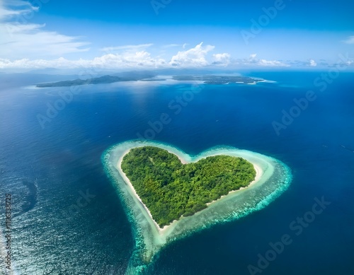 Heart-Shaped Island and Surrounding Ocean photo