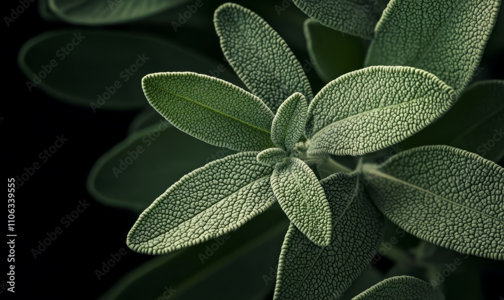 The intricate patterns and shades of green on a sage leaf a herb known for its medicinal properties and unique flavor The intricate patterns and shades of green on a sage leaf a herb known for its medicinal properties and unique flavor