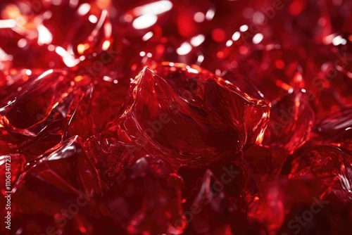 A close-up view of a bunch of red crystals